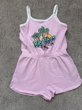 Rio Vibes Pink Girls' Romper - Cute Tropical Print- Zara 11-12 years/ 148 cm